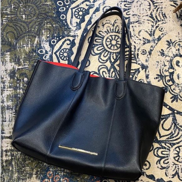 Steve Madden Black Tote with Red Interior - Picture 1 of 5